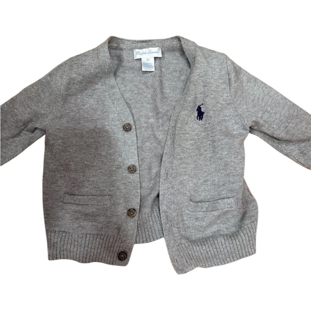 Ralph Lauren Double RL Kids Gray Cardigan